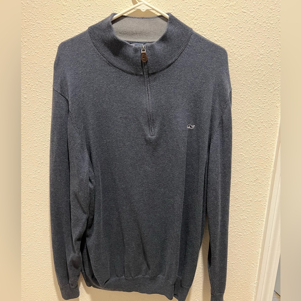 Vineyard Vines Quarter Zip Sweater mens XL darker blue grey